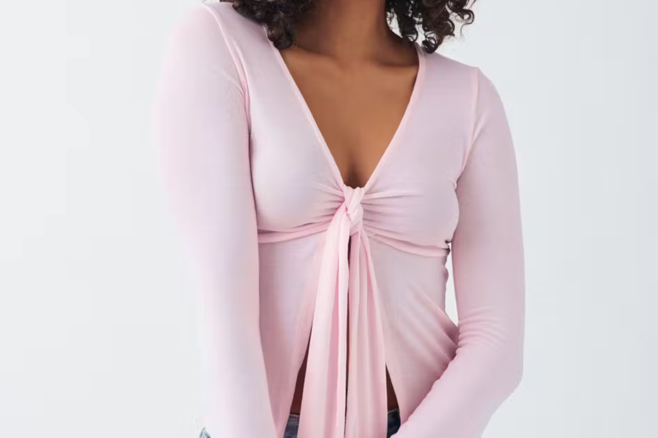 Top Julie atado de manga larga