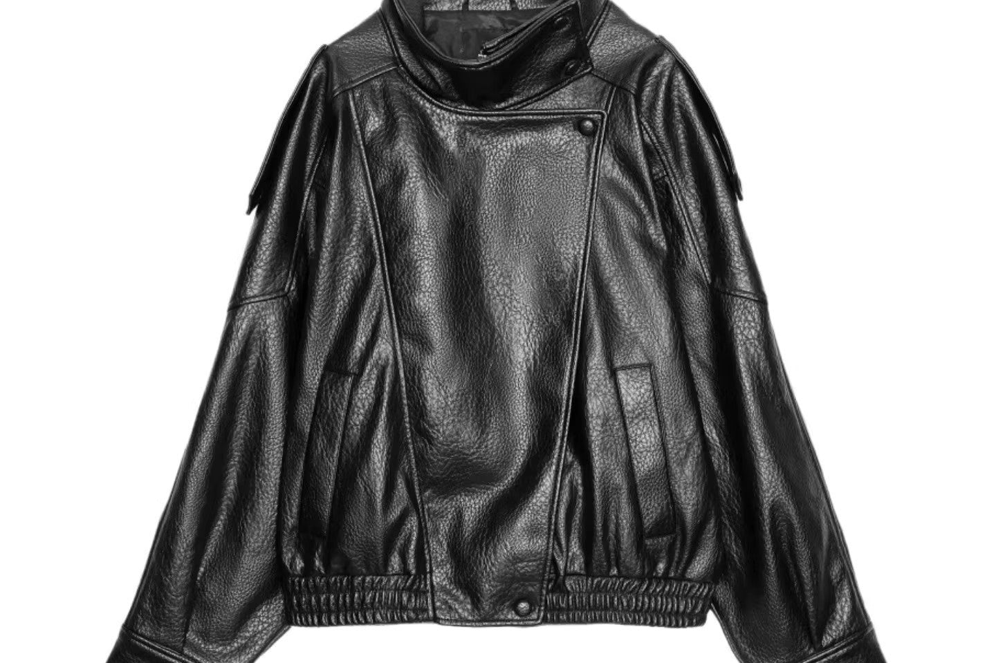 Chaqueta de cuero Quinn de cuello alto