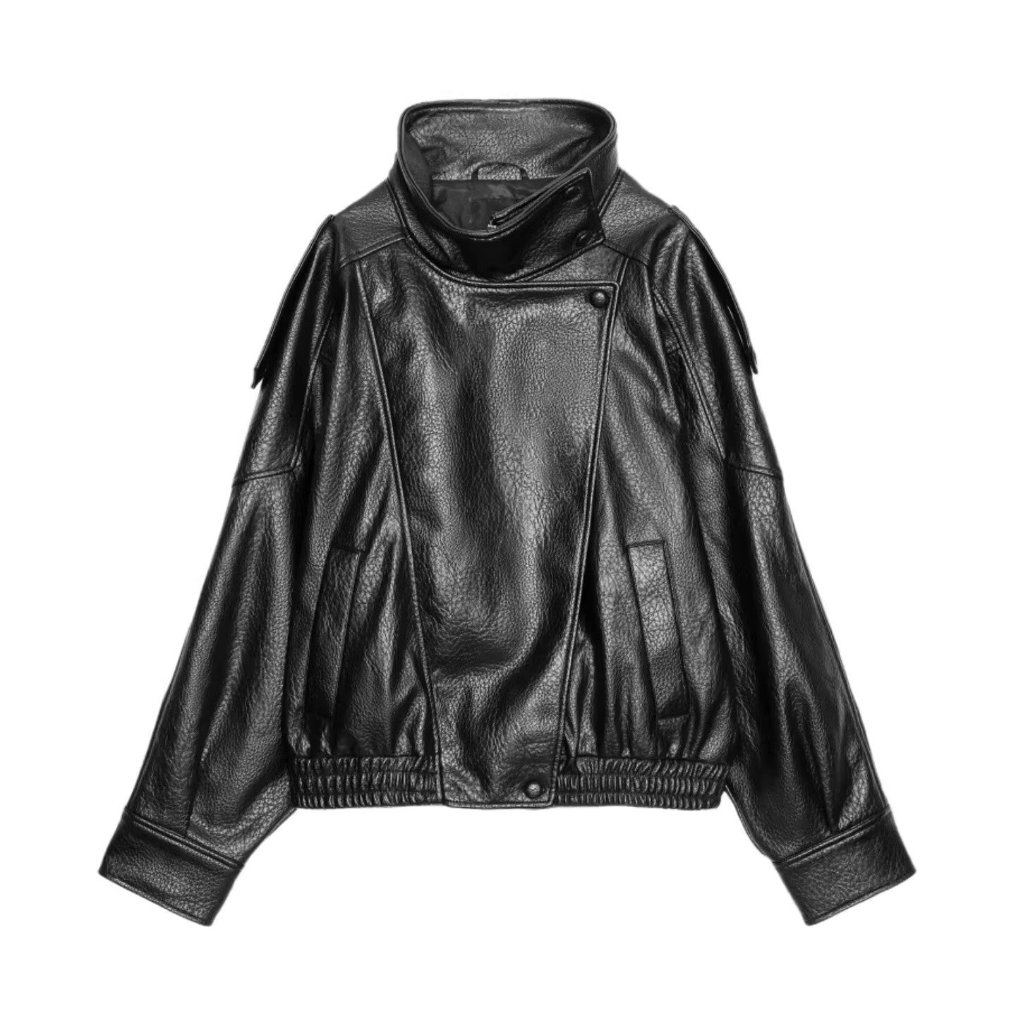 Quinn high-neck leather jacket – Lizz Loves